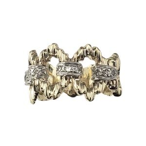 10K Yellow and White Gold Diamond Band Ring Size 7.5-7.75 #22219